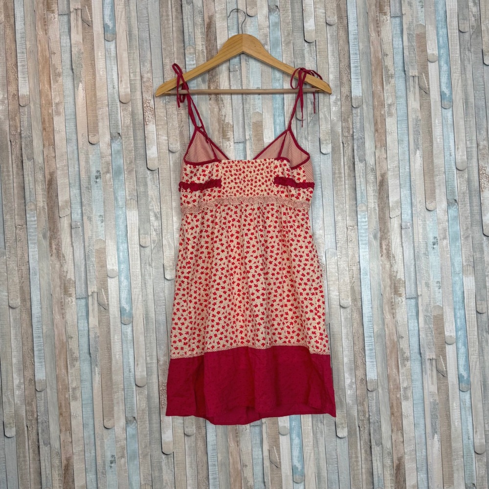 Anthropologie Ditsy Floral Cotton Mini Babydoll Dress Tie Shoulder Coquette  S - Picture 4 of 6